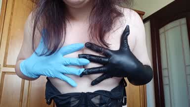 Touching boobs with gloves