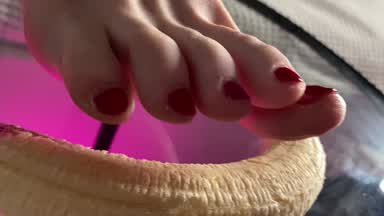 Foot fetish and banana