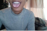 Showing Tongue and Sucking Dildo