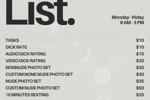 price list