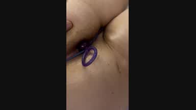 Anal balls playing inside asshole