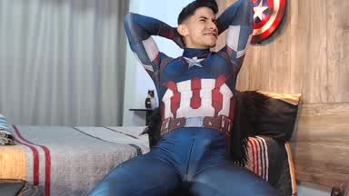 captain america jerking and making cum