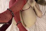 Red stockings and heels