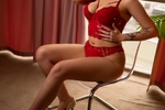 Red leather on my skin