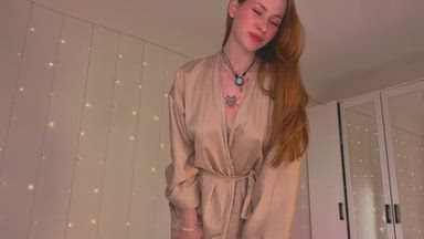 Julie in a kimono decided to play with a new toy