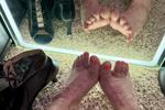 Lace Imprints on Tops of Feet Mirror View