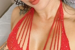 bella in red lingerie