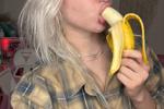 Eating banana like a greedy girl
