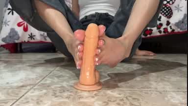 Footjob in cream oil