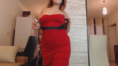 Pussy Fingering & Red Dress Teasing