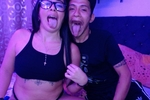 cristal and andres opening their mouths