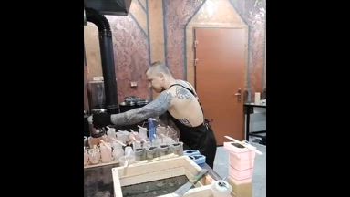 the process of pouring wax into molds
