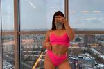 in pink underwear