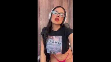 Spitting my big tits with saliva