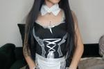 In maid costume