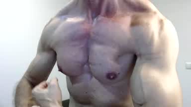 Dumbbell curls and biceps flex