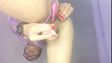 I fuck my hairy pussy with my anal plug in my ass