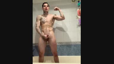 fred — Enjoying shower after gym and acting like jackass
