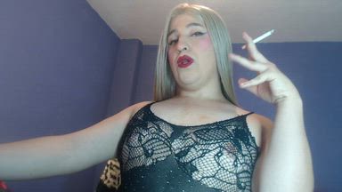 sexy blonde smoking a little