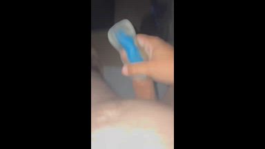 Fun with the toy and cum before work