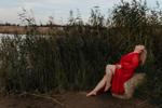 Sweet photo shoot in red lingerie hot)