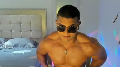 Posing Strong Guy.