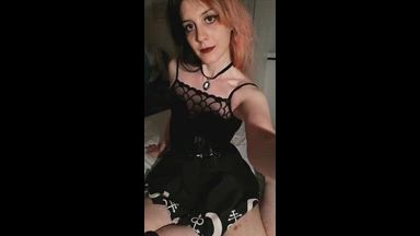Goth Girl Strips and Fingers Asshole