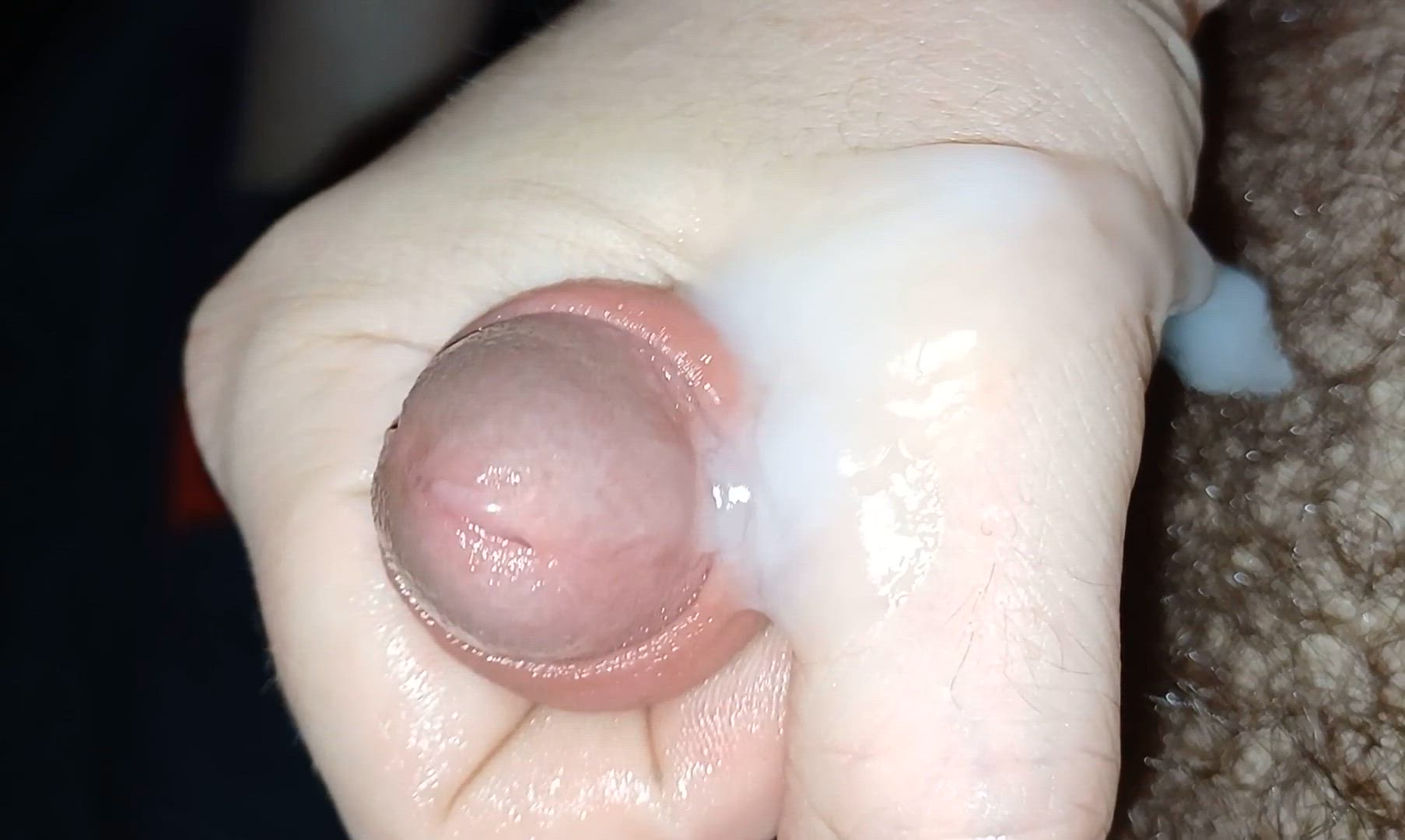 Close Up Cum In Hand And Foreskin
