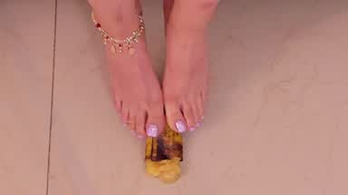 playing crush a banana with my feet