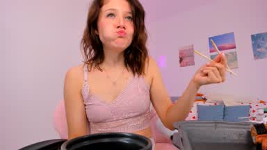 Eating sushi rolls