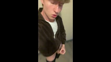 Cumming in the stairwell