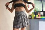 Student in short skirt teases and flashes you
